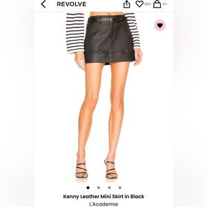 L’Academie Kenny Leather Skirt in Black Size S